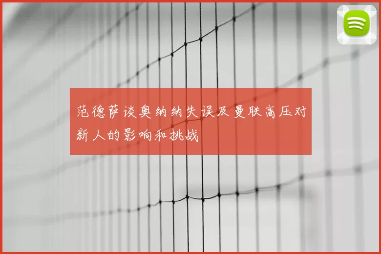 范德萨谈奥纳纳失误及曼联高压对新人的影响和挑战